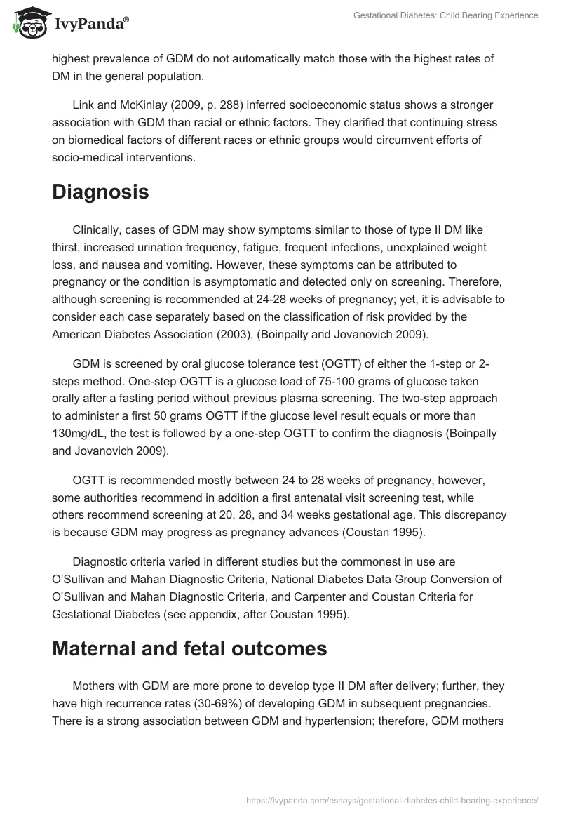 Gestational Diabetes: Child Bearing Experience. Page 3