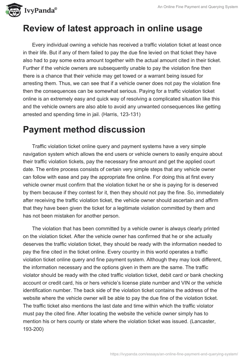 An Online Fine Payment and Querying System. Page 2