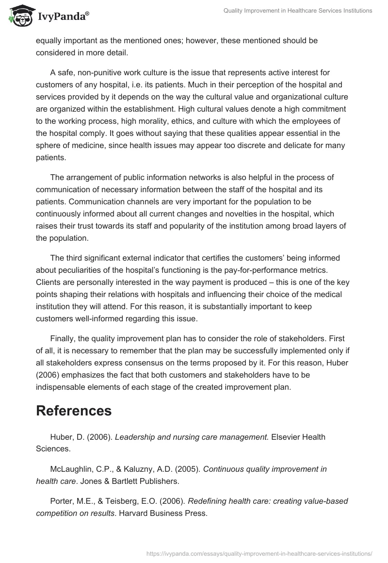 Quality Improvement in Healthcare Services Institutions. Page 3
