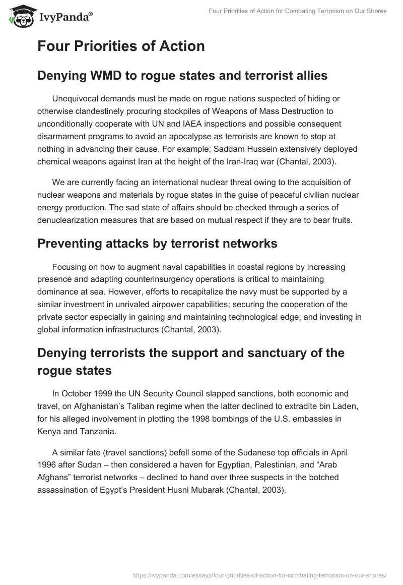 Four Priorities of Action for Combating Terrorism on Our Shores. Page 2