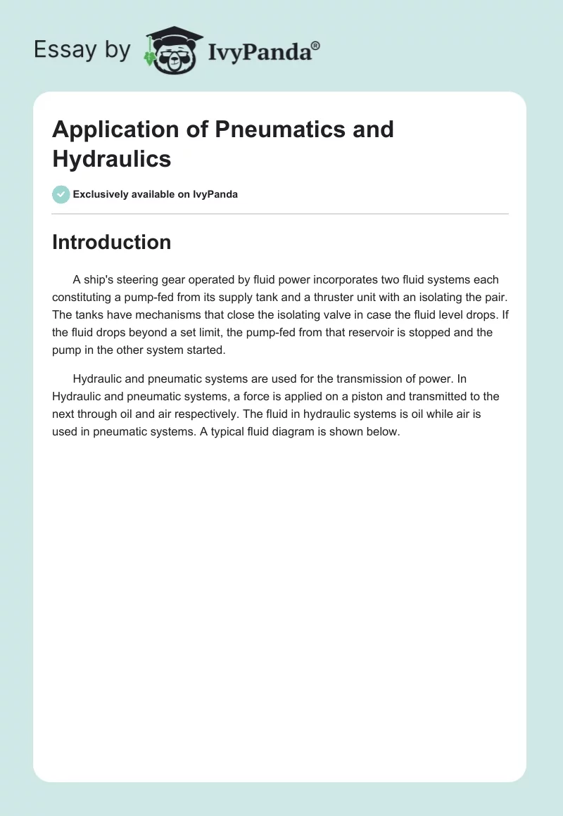 Application of Pneumatics and Hydraulics. Page 1