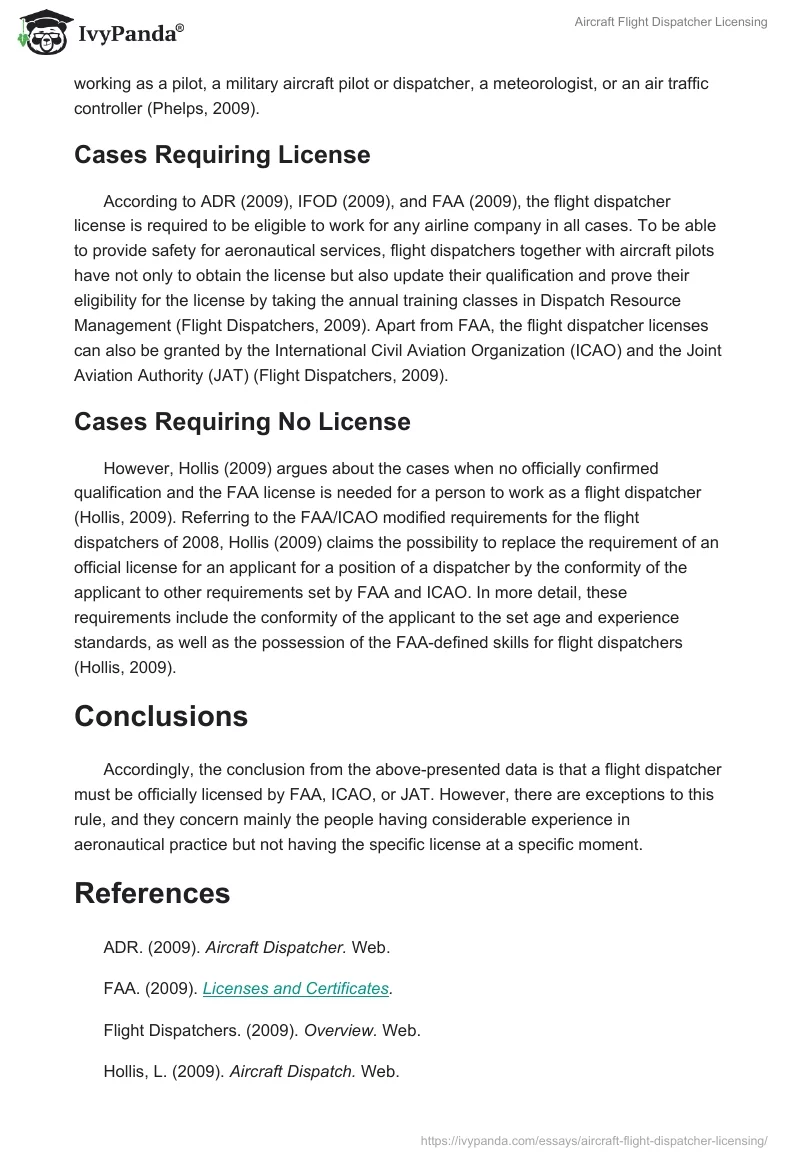 Aircraft Flight Dispatcher Licensing. Page 2