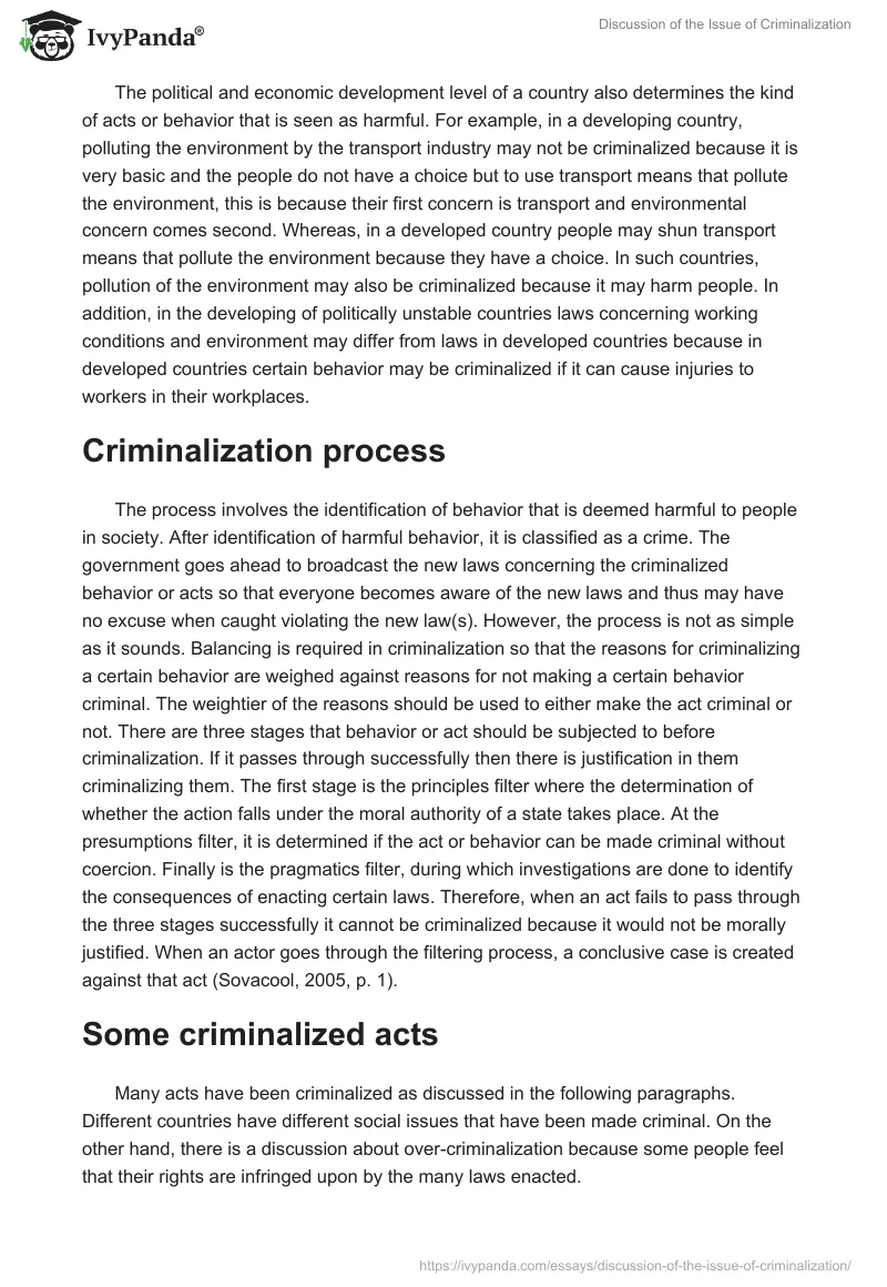 Discussion of the Issue of Criminalization. Page 2