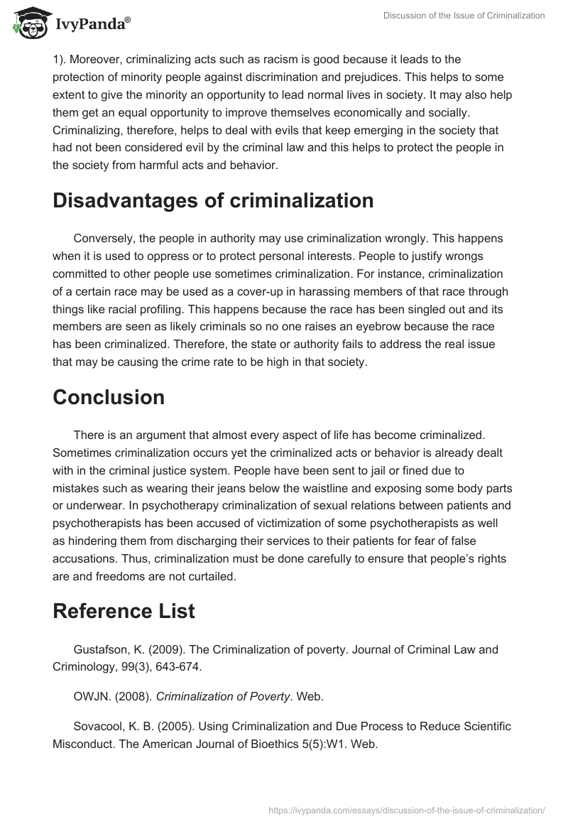 Discussion of the Issue of Criminalization. Page 4