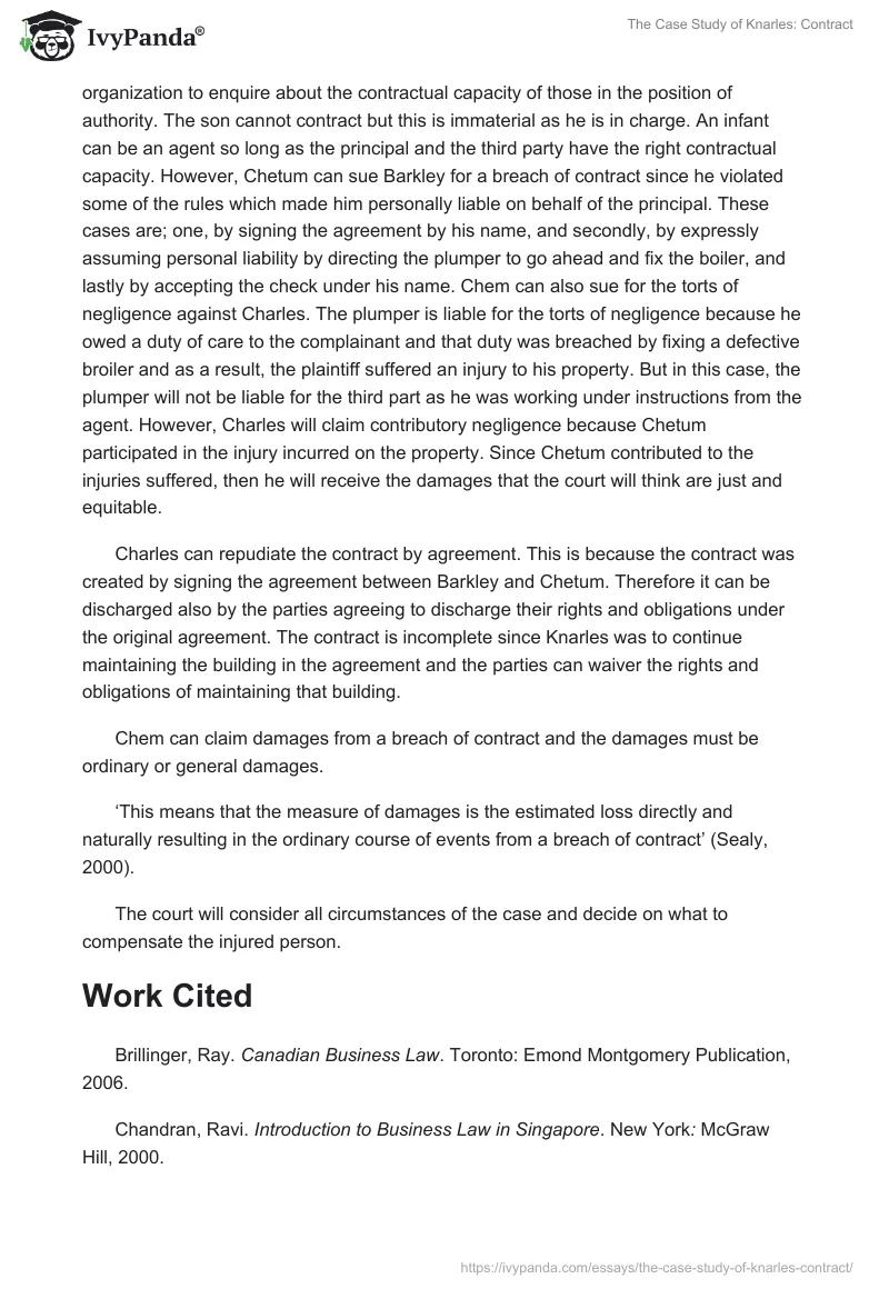 The Case Study of Knarles: Contract. Page 5