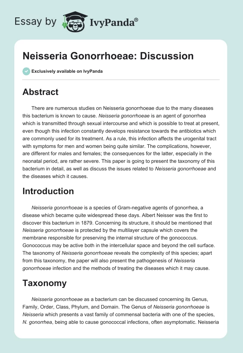 Neisseria Gonorrhoeae: Discussion. Page 1