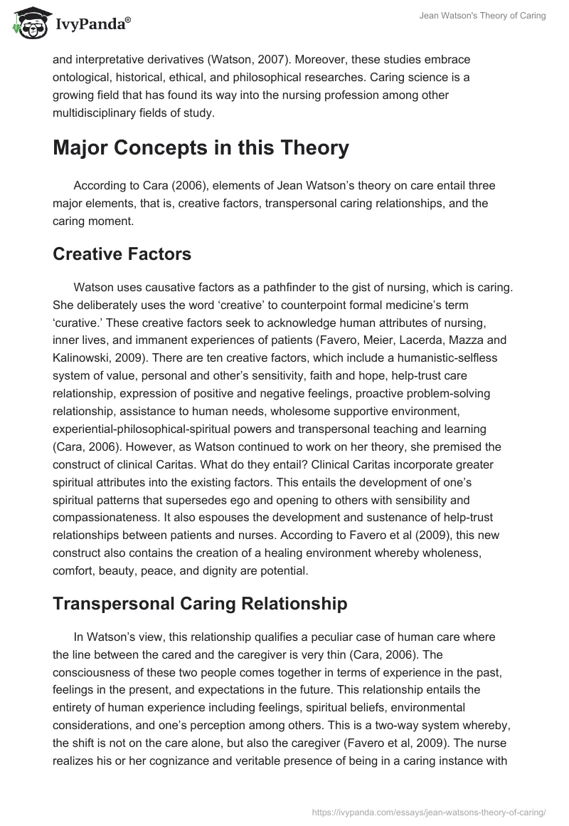 Jean Watson's Theory of Caring. Page 2