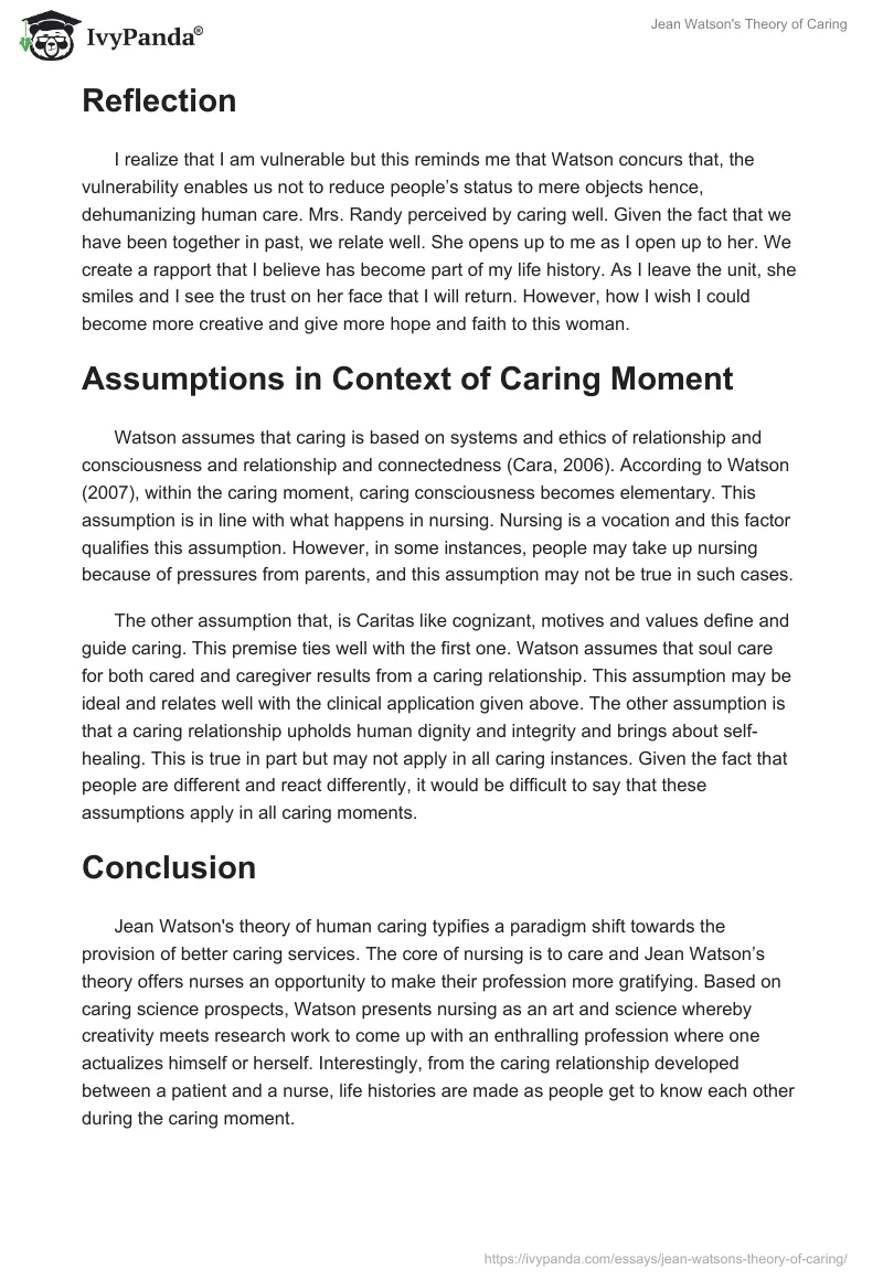 Jean Watson's Theory of Caring. Page 5