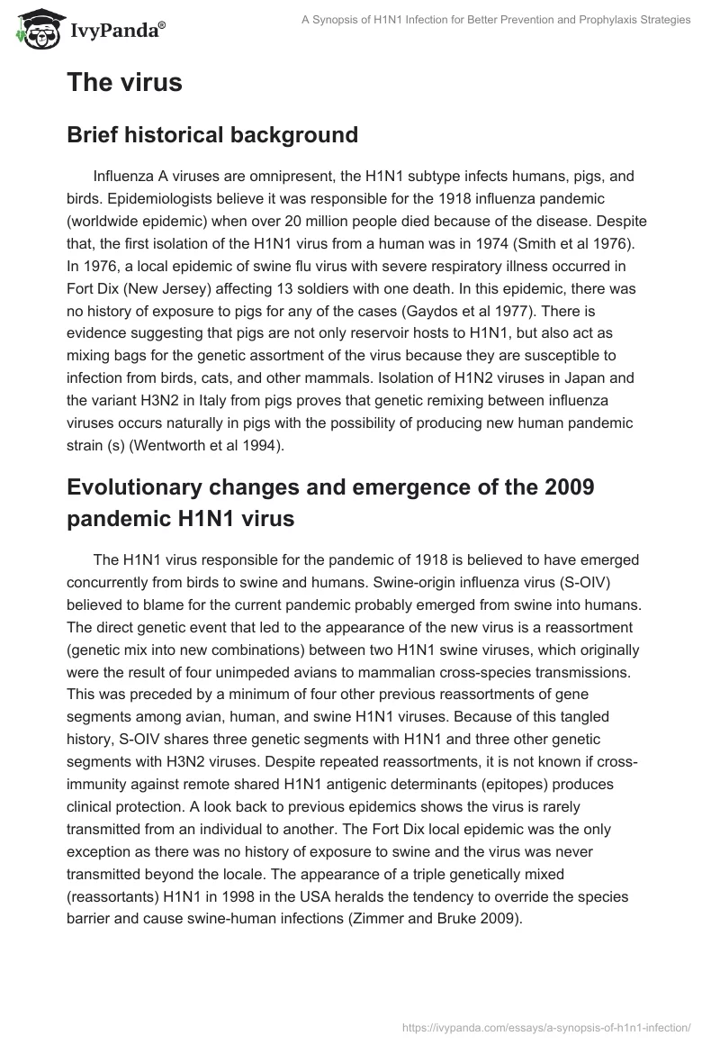 A Synopsis of H1N1 Infection for Better Prevention and Prophylaxis Strategies. Page 2