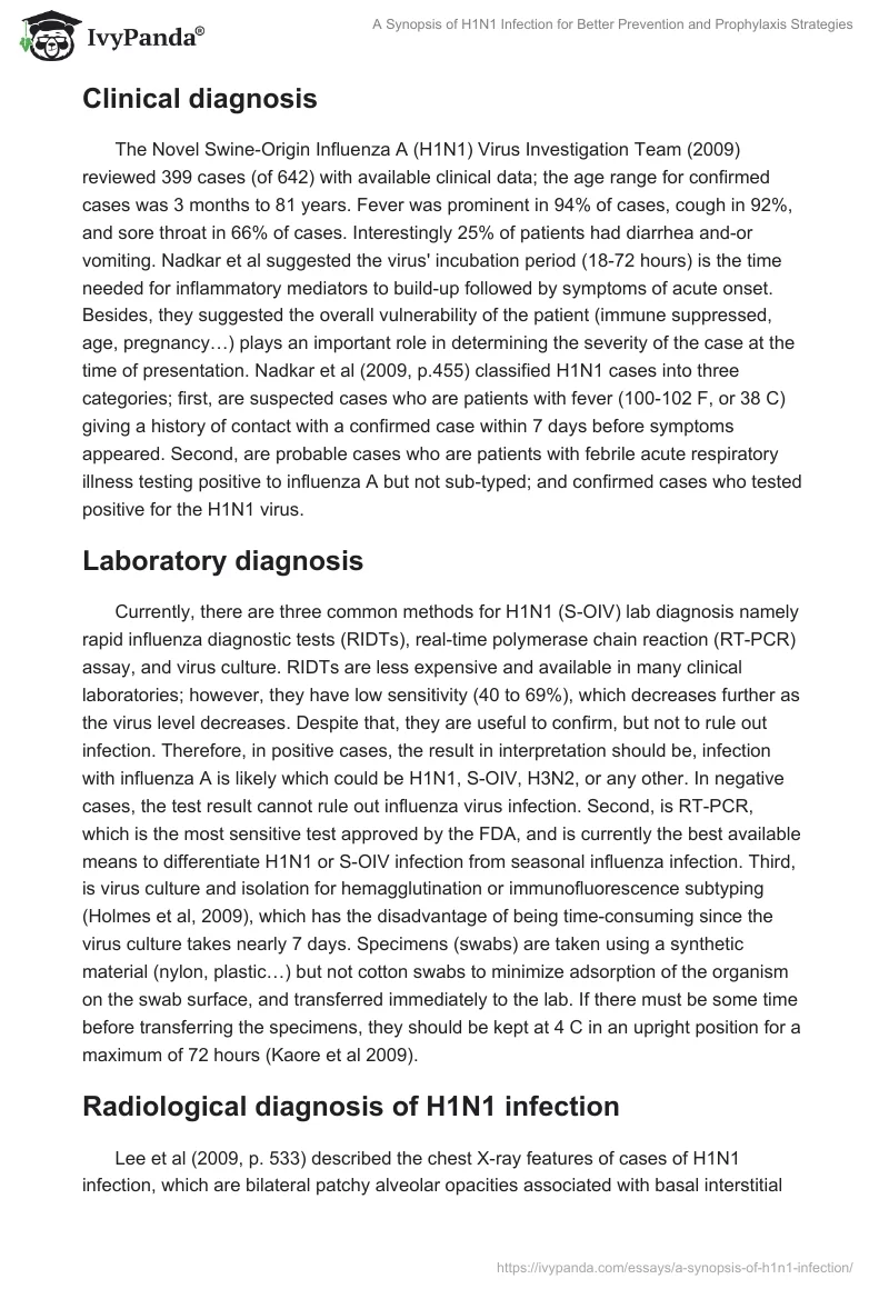 A Synopsis of H1N1 Infection for Better Prevention and Prophylaxis Strategies. Page 4