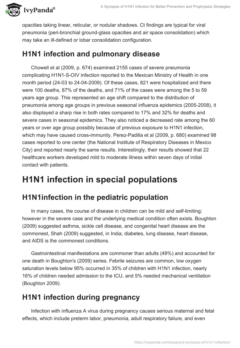 A Synopsis of H1N1 Infection for Better Prevention and Prophylaxis Strategies. Page 5