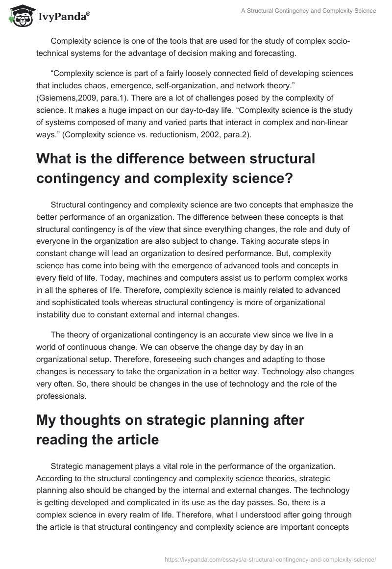 A Structural Contingency and Complexity Science. Page 2