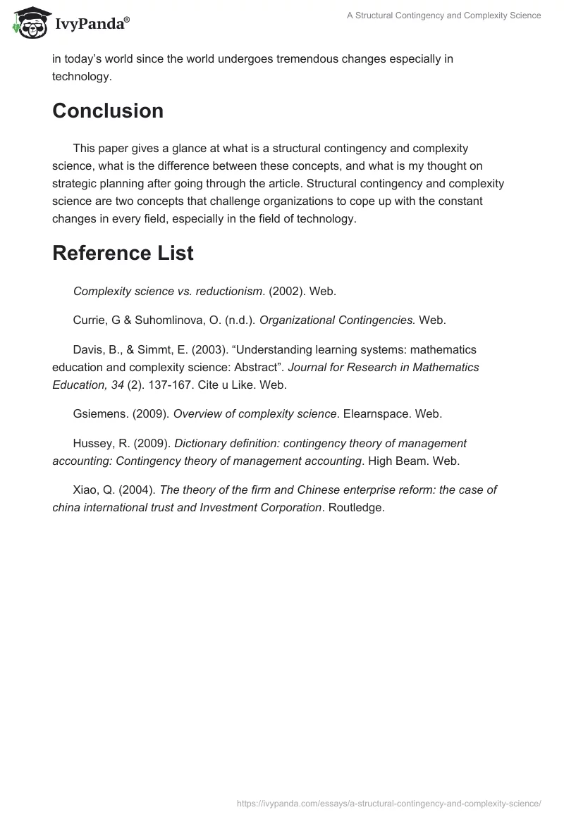 A Structural Contingency and Complexity Science. Page 3