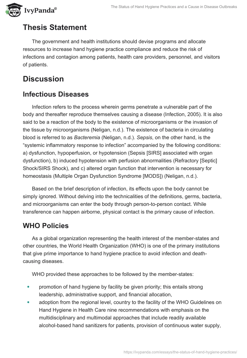 The Status of Hand Hygiene Practices and a Cause in Disease Outbreaks. Page 4