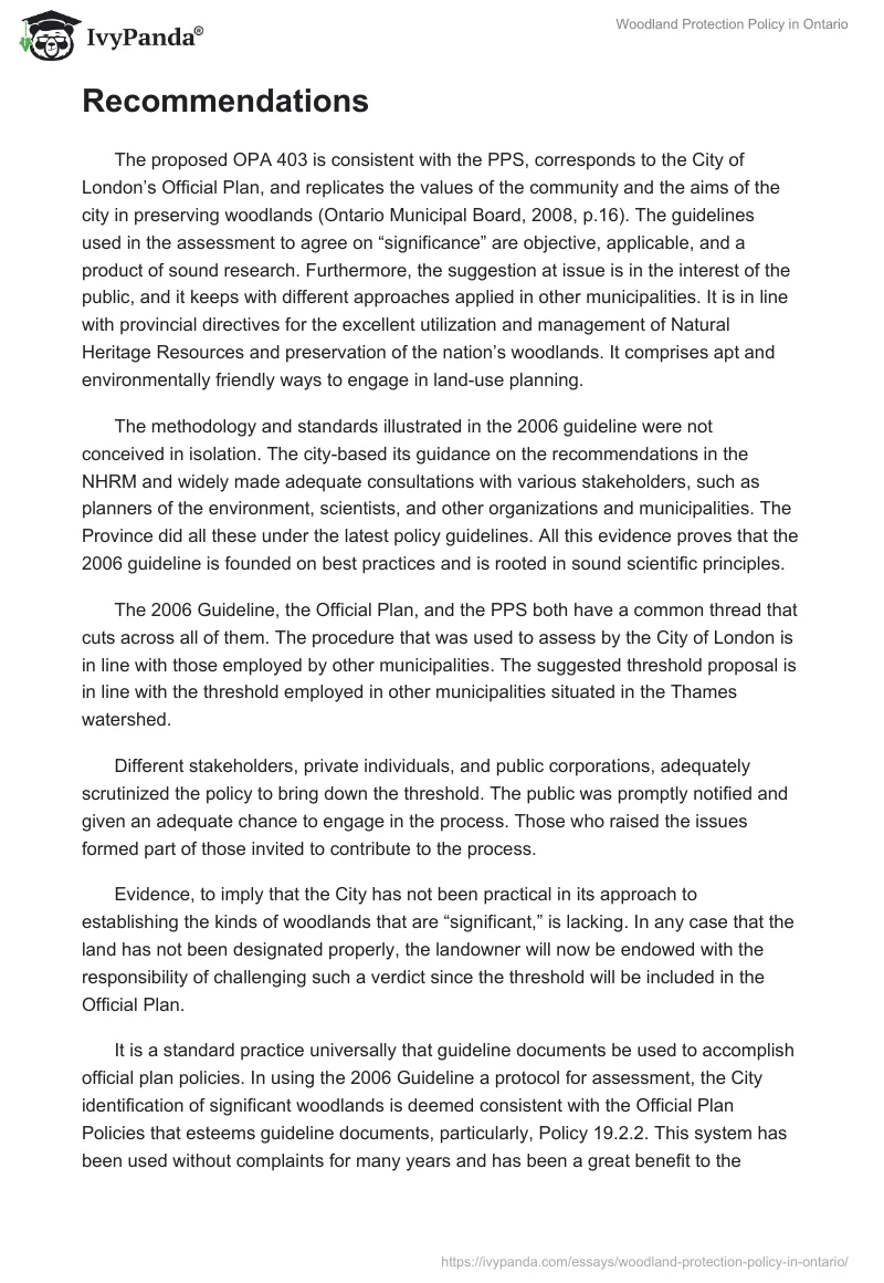 Woodland Protection Policy in Ontario. Page 5