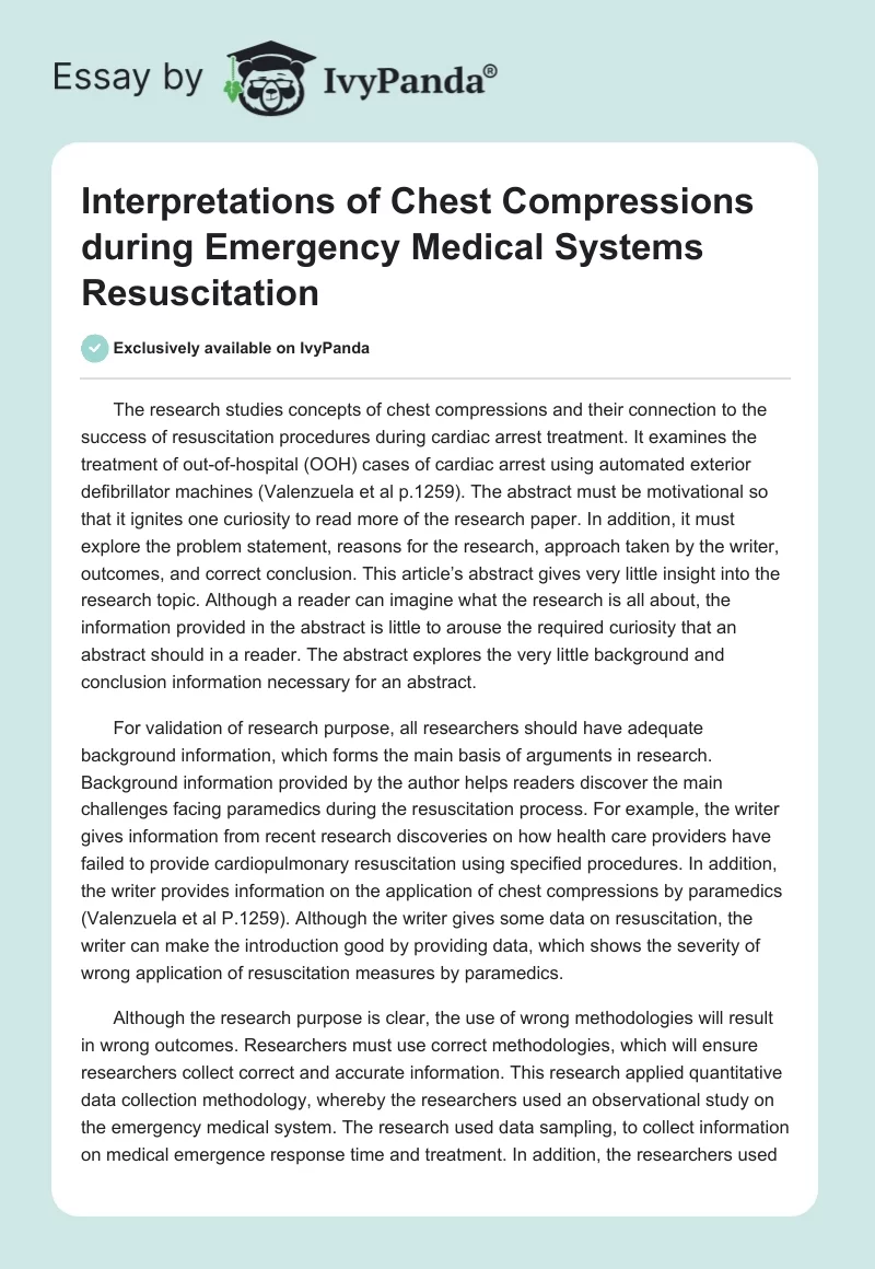 Interpretations of Chest Compressions during Emergency Medical Systems Resuscitation. Page 1