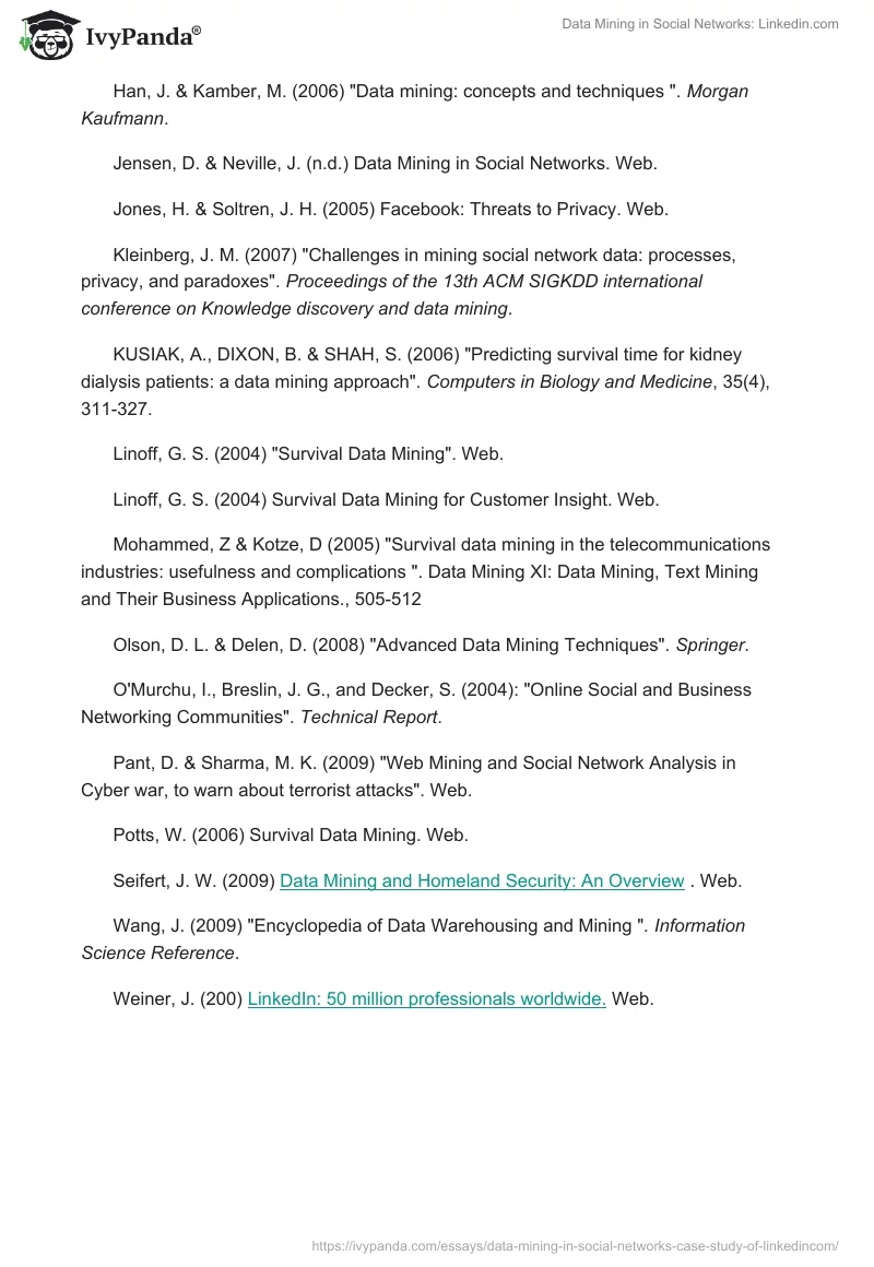Data Mining in Social Networks: Linkedin.com. Page 5
