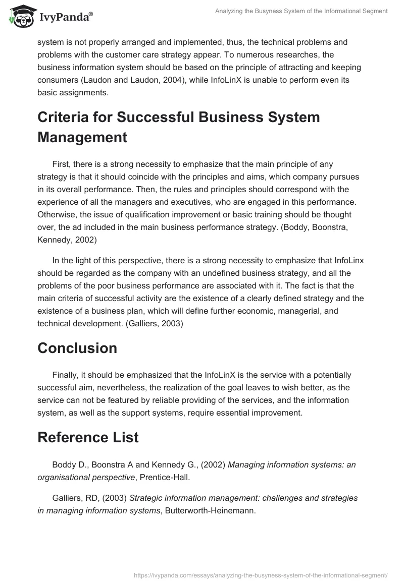 Analyzing the Busyness System of the Informational Segment. Page 2