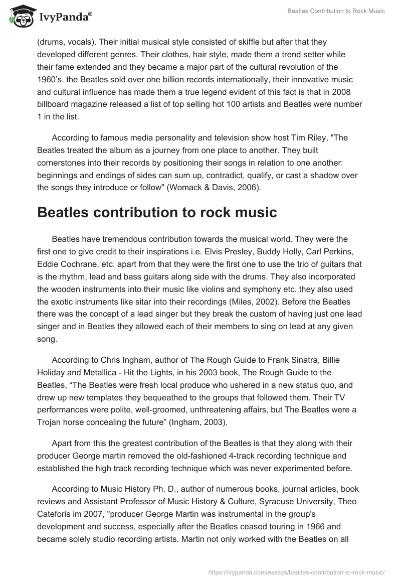 Beatles Contribution to Rock Music. Page 2