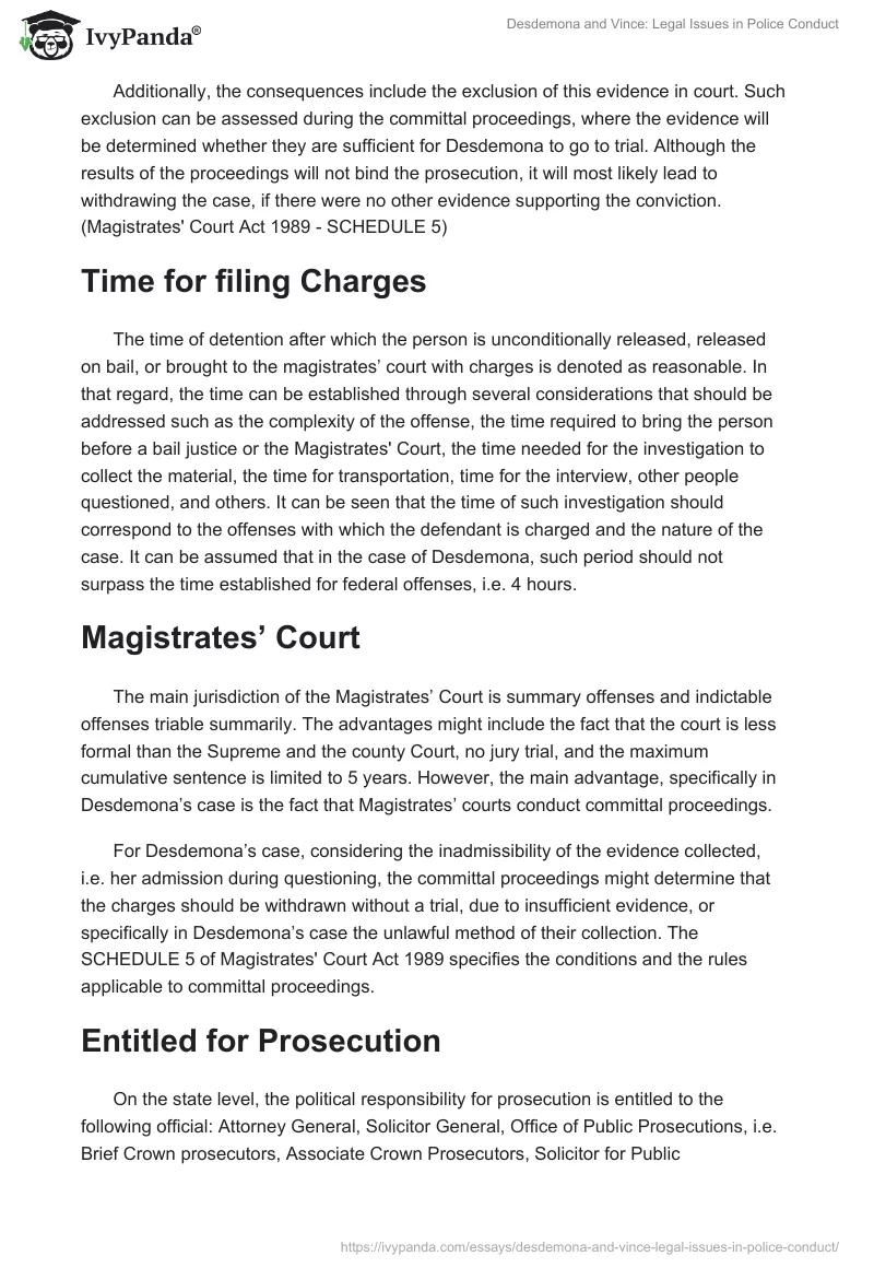 Desdemona and Vince: Legal Issues in Police Conduct. Page 3