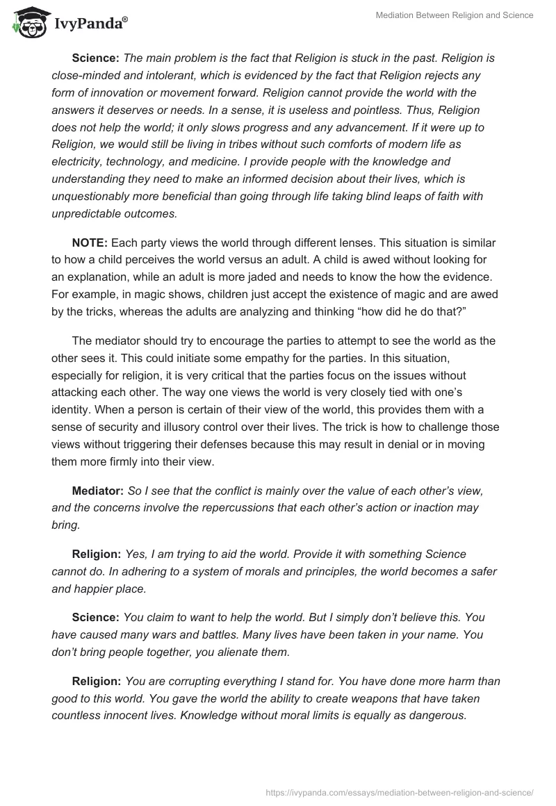 Mediation Between Religion and Science. Page 3