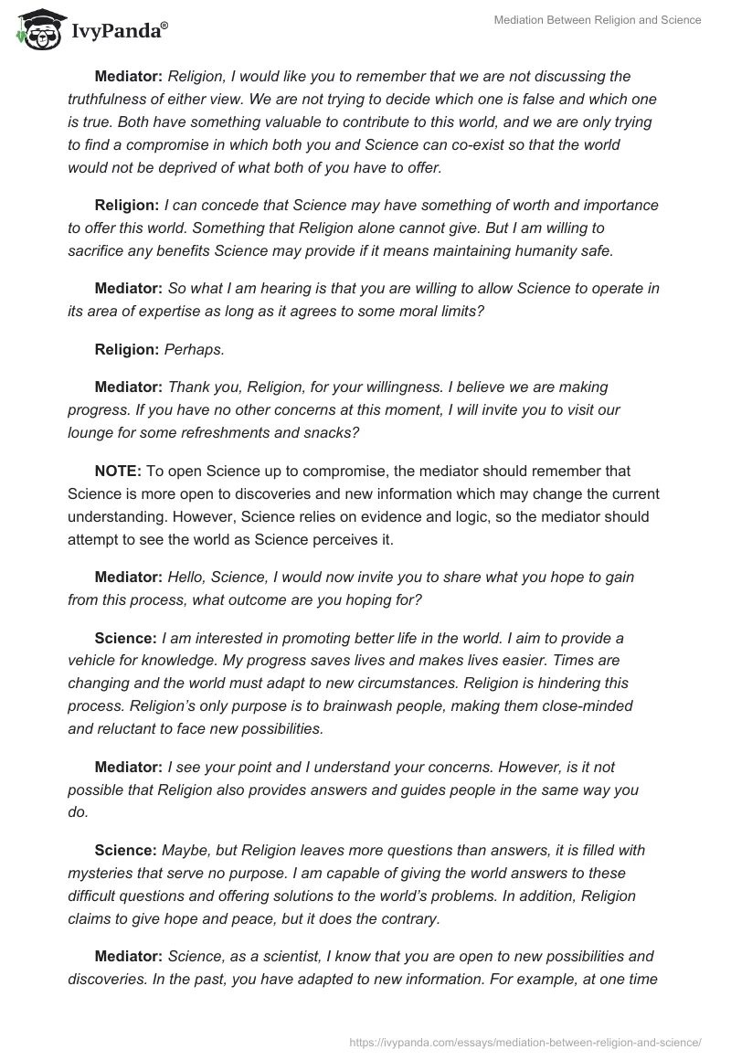 Mediation Between Religion and Science. Page 5