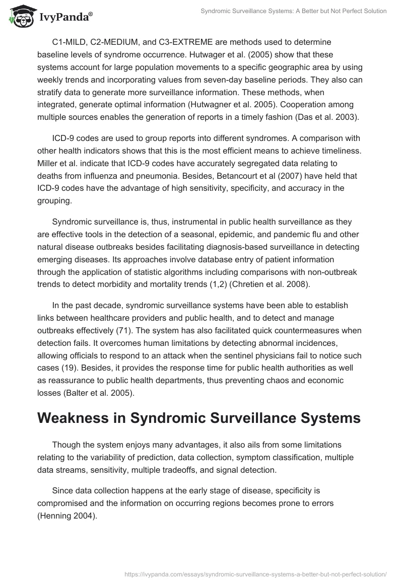 Syndromic Surveillance Systems: A Better but Not Perfect Solution. Page 3