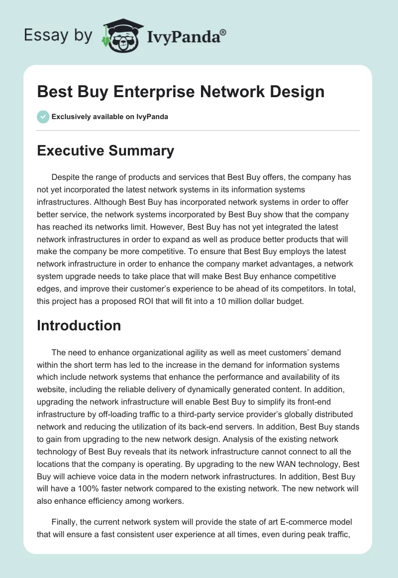 Best Buy Enterprise Network Design. Page 1