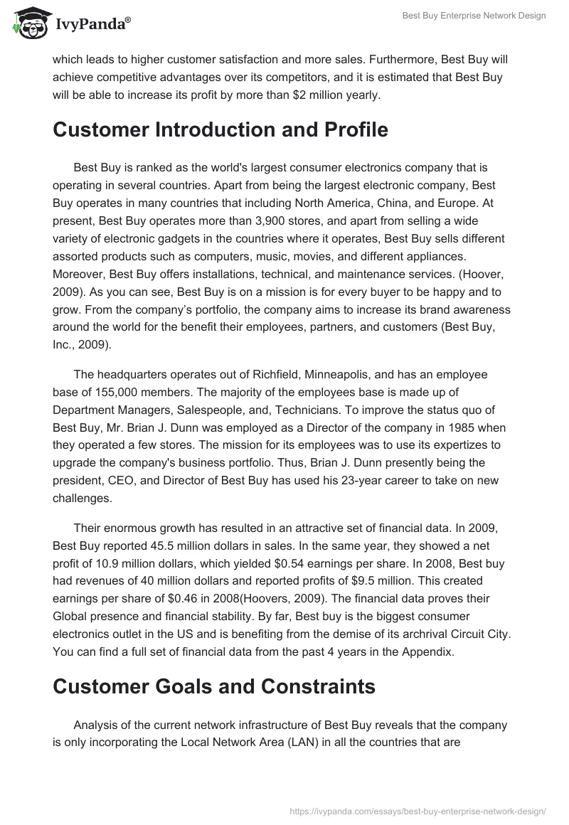 Best Buy Enterprise Network Design. Page 2