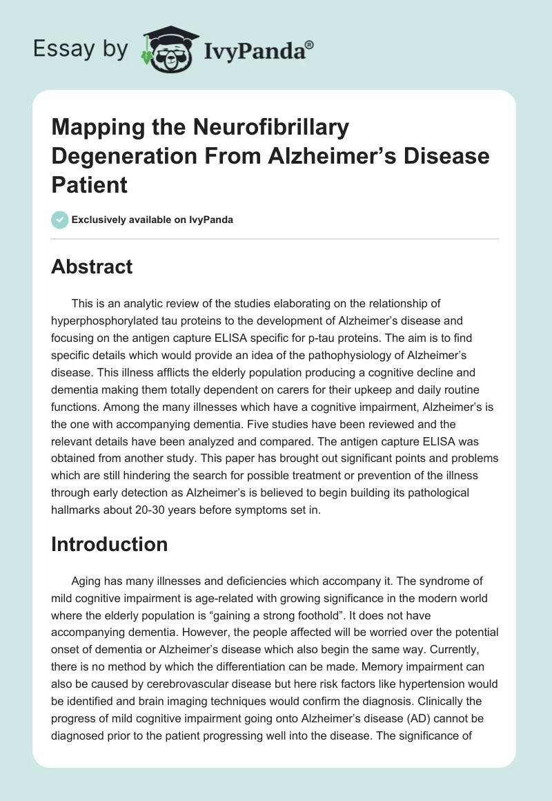 Mapping the Neurofibrillary Degeneration From Alzheimer’s Disease Patient. Page 1