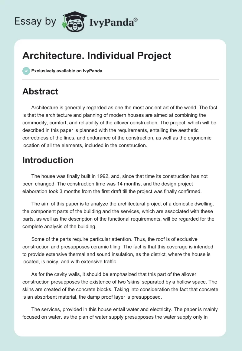 Architecture. Individual Project. Page 1