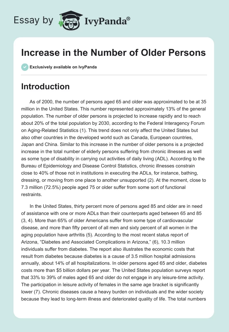 Increase in the Number of Older Persons. Page 1