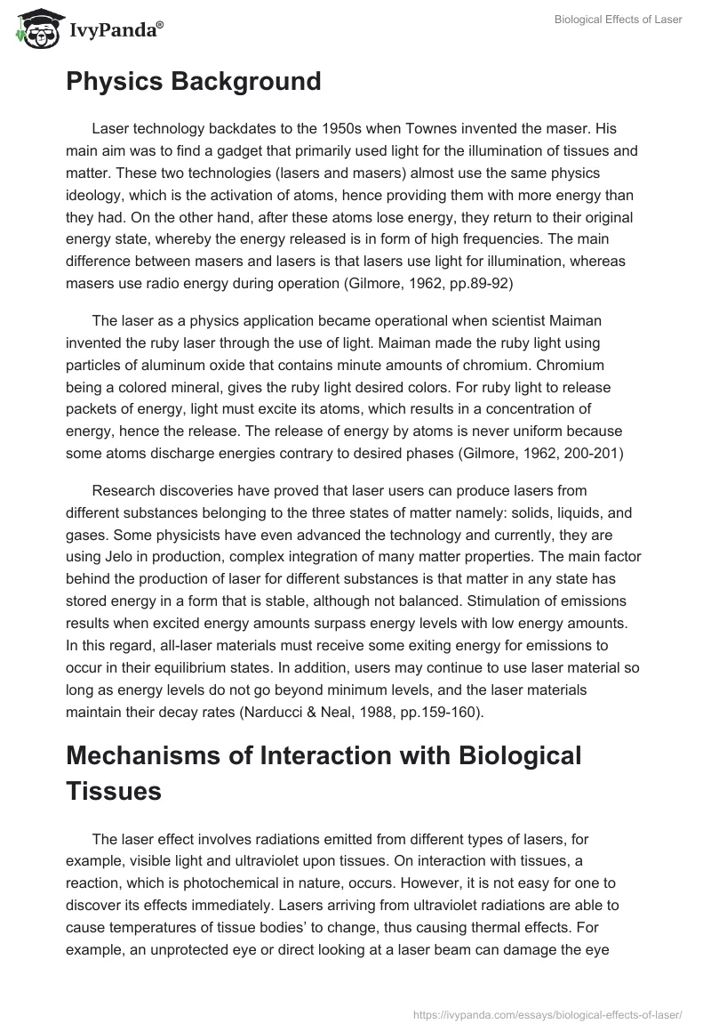 Biological Effects of Laser. Page 2