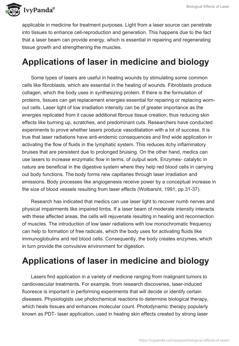 Biological Effects of Laser. Page 4