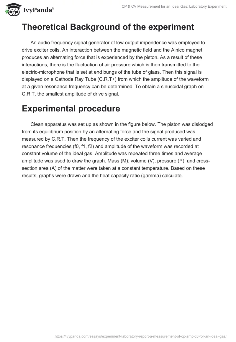 CP & CV Measurement for an Ideal Gas: Laboratory Experiment. Page 2