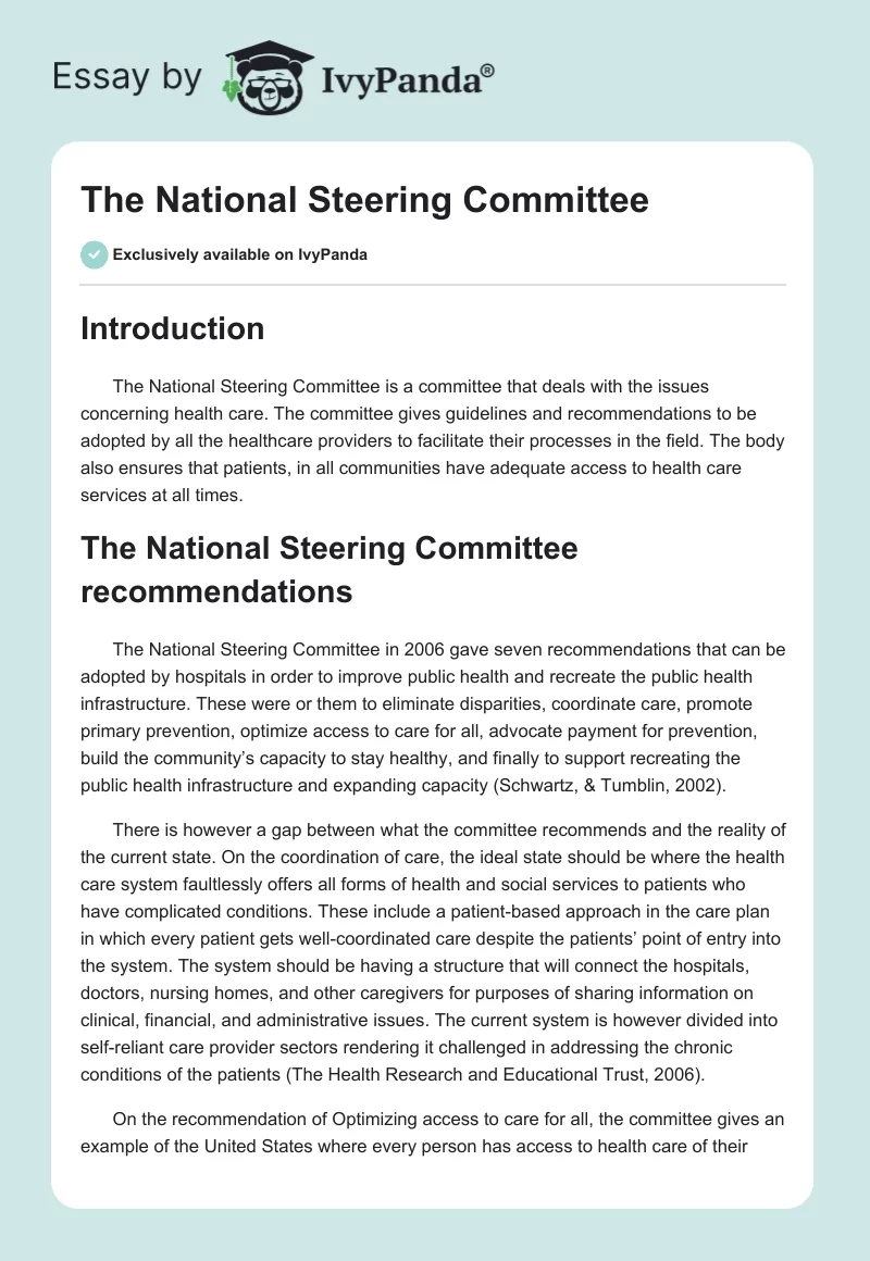 The National Steering Committee. Page 1