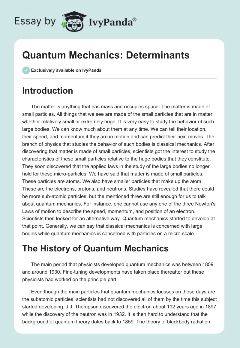 Quantum Mechanics: Determinants. Page 1