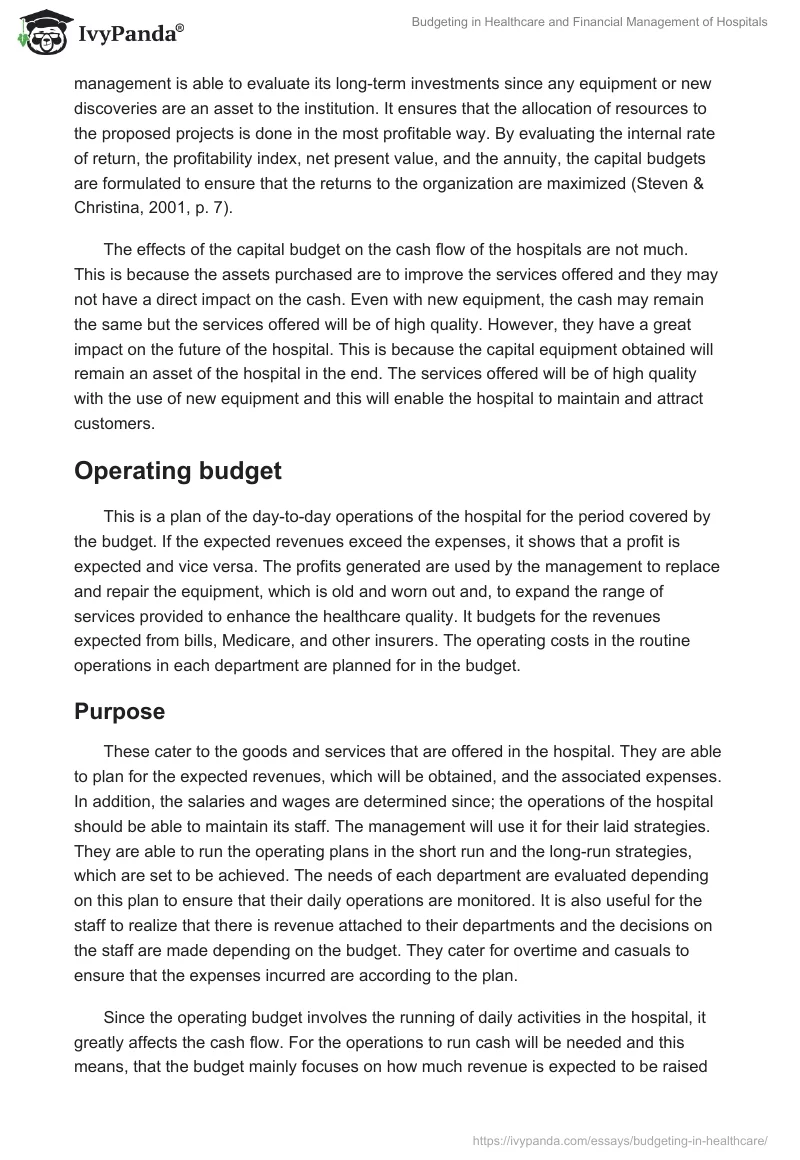 Budgeting in Healthcare and Financial Management of Hospitals. Page 3