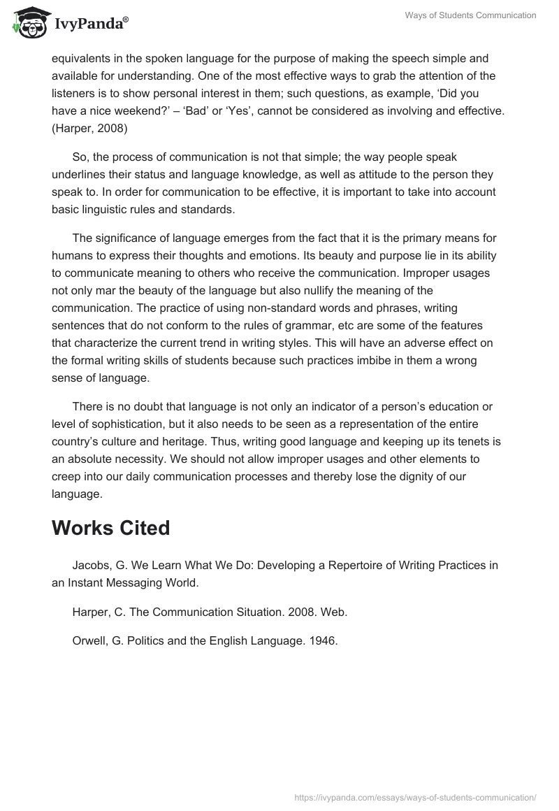 Ways of Students Communication. Page 3