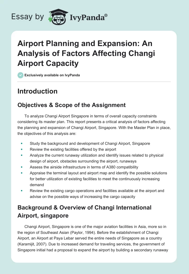Airport Planning and Expansion: An Analysis of Factors Affecting Changi Airport Capacity. Page 1