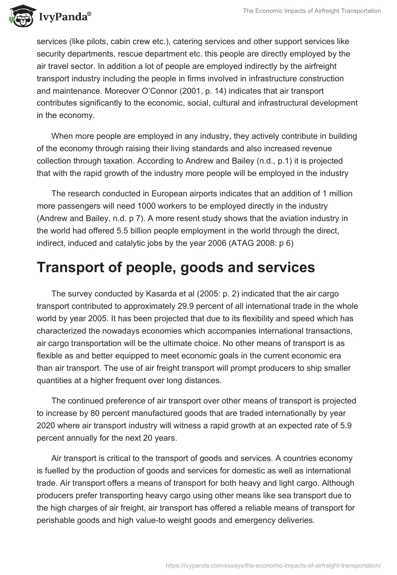 The Economic Impacts of Airfreight Transportation. Page 2