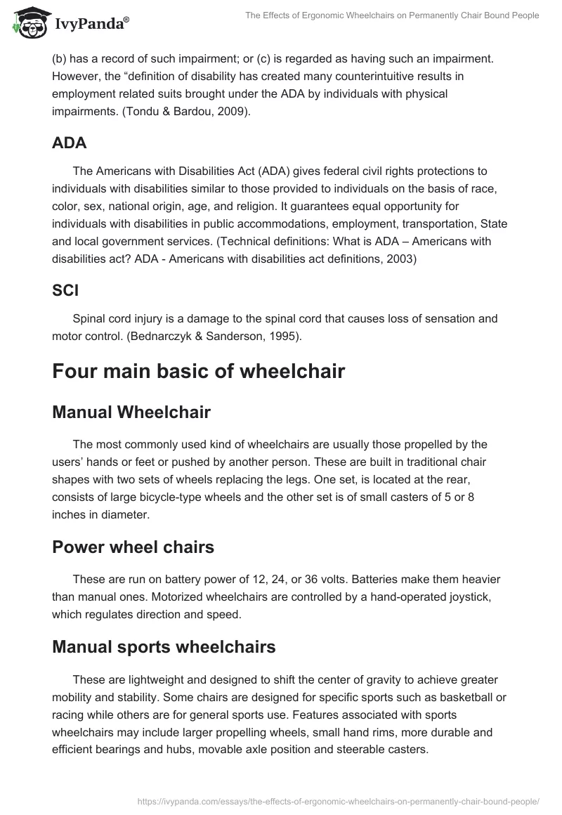 The Effects of Ergonomic Wheelchairs on Permanently Chair Bound People. Page 3