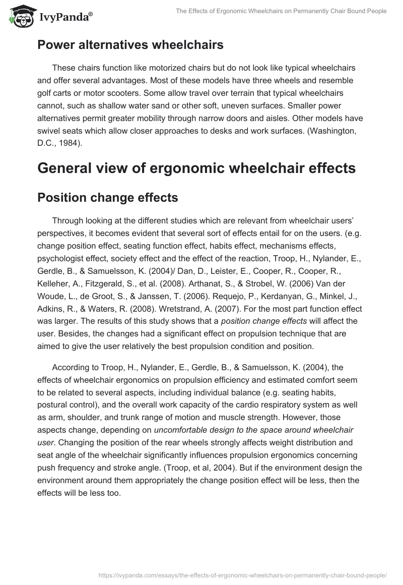 The Effects of Ergonomic Wheelchairs on Permanently Chair Bound People. Page 4