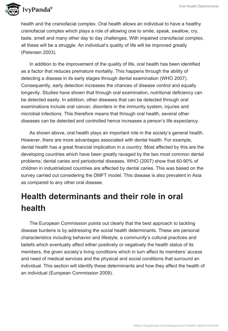 Oral Health Determinants. Page 2