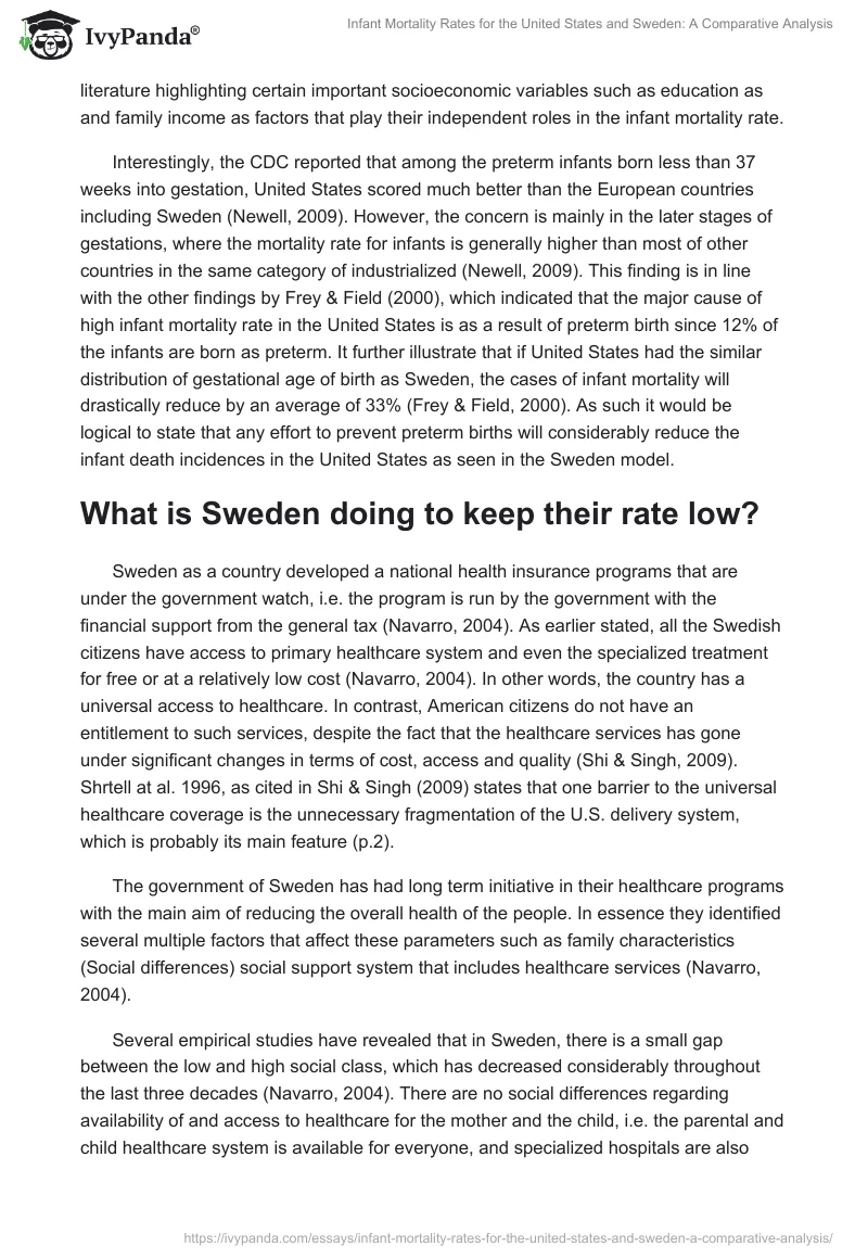 Infant Mortality Rates for the United States and Sweden: A Comparative Analysis. Page 3