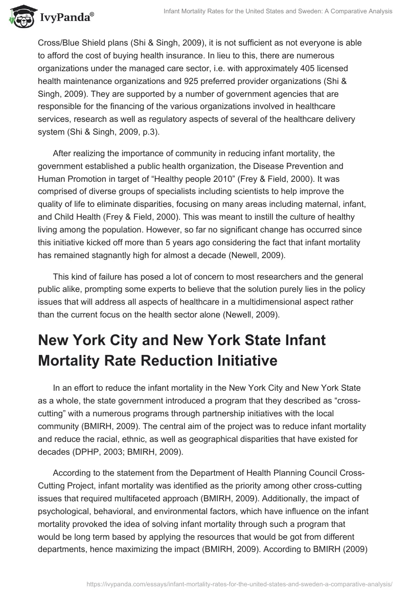 Infant Mortality Rates for the United States and Sweden: A Comparative Analysis. Page 5