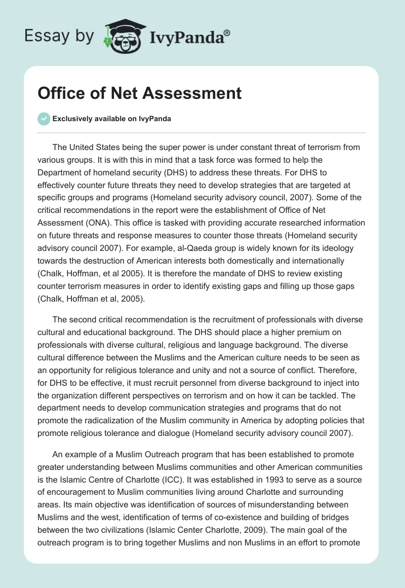 Office of Net Assessment. Page 1