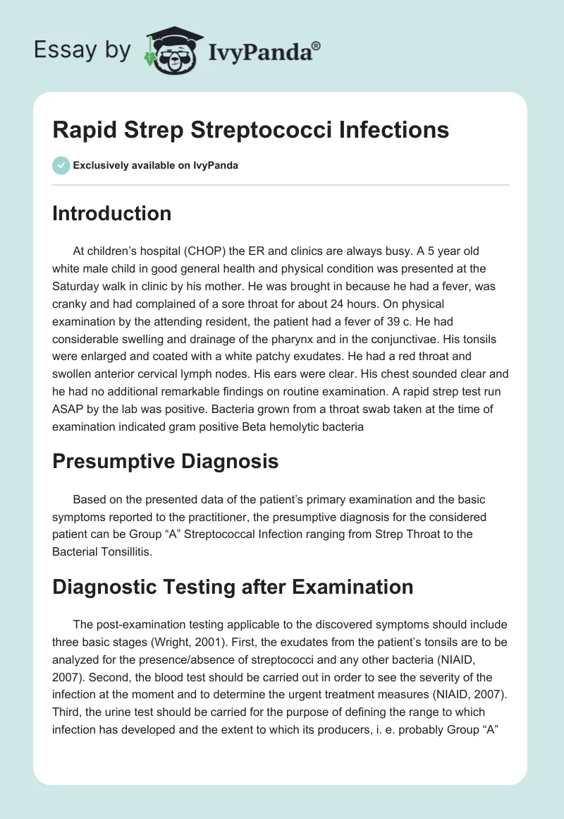 Rapid Strep Streptococci Infections. Page 1