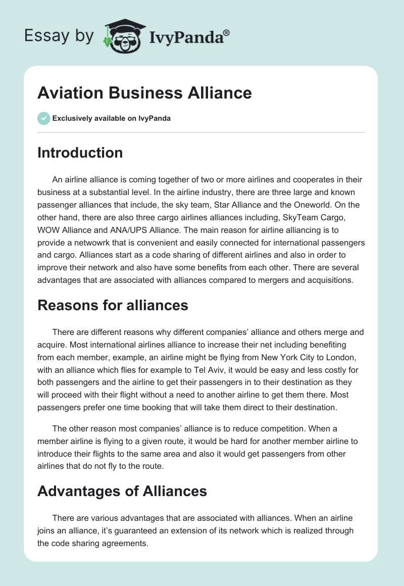 Aviation Business Alliance. Page 1