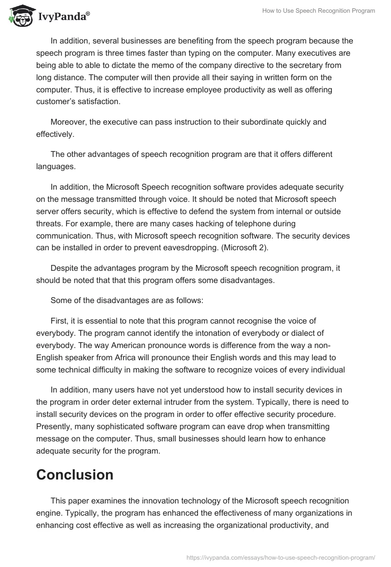 How to Use Speech Recognition Program. Page 2